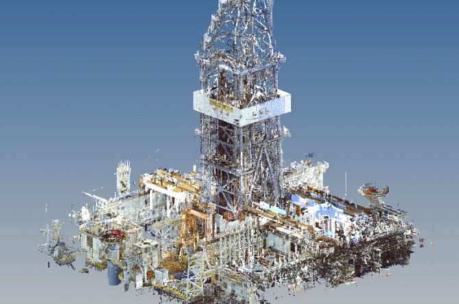 3D laser scans of the Valaris DPS-1 drilling rig.